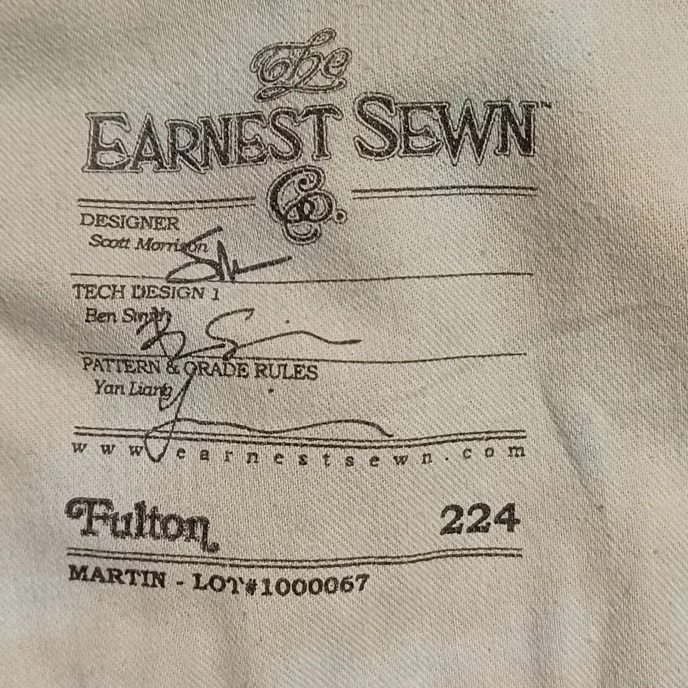 Earnest Sewn Fulton Martin Mens Jeans Size 40 Dark Wash Straight Leg Button Fly